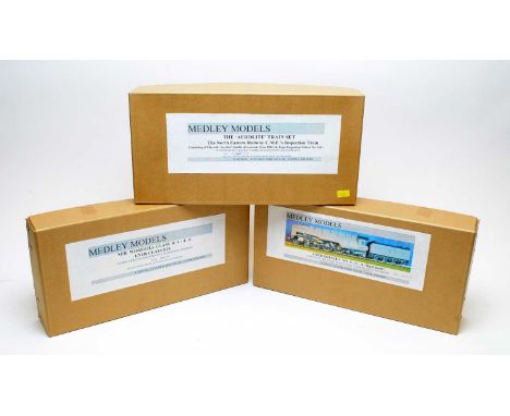 Three boxed Medley model train kits, including: The Aerolite Train Set, LNER Gresley W1 4-6-4 'Hush Hush', NER Worsdell Class