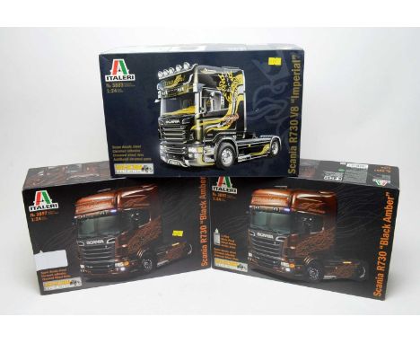 Three boxed Italeri scale model trucks from the Show Trucks Series, 1:24 scale, comprising: No. 3883, 3897 and 3897.