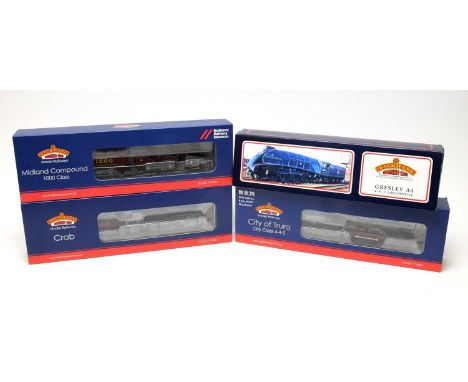 Four Bachmann 00-gauge Branchline Model Railway boxed locomotives, comprising: 31-930 NRN Midland Compound 1000 Class, 32-181