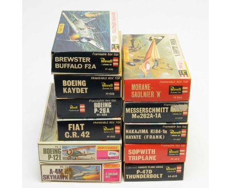 Eleven boxed Revell and Matchbox model construction kits, military aircraft, 1:72nd scale.