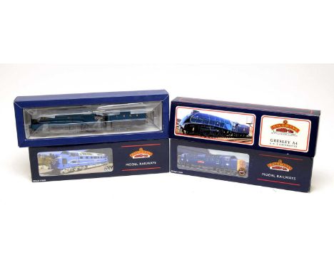 Four Bachmann 00-gauge Branchline Model Railway trains, including: 31-951A A4 'Union of South Africa', 32-522 NRN Deltic Prot