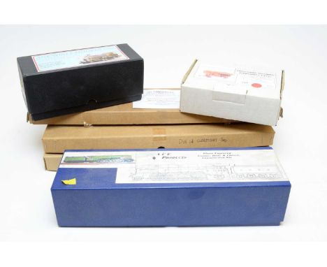 Boxed model train kits, including: Ace Products, Metalsmith Ltd., DS models, Agenoria models, and Duncan models, to be assemb