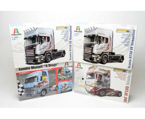 Four boxed Italeri scale model trucks, 1:24 scale, comprising: No. 3849, 3917, 3906 and 3906.