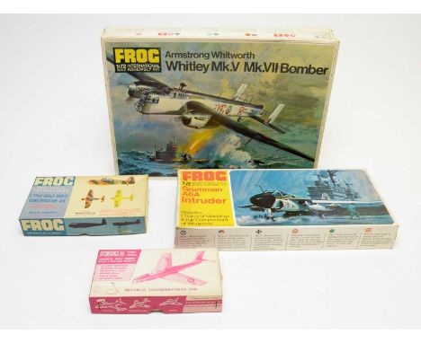 Four boxed Frog model construction kits, military aircraft, 1:72nd scale.