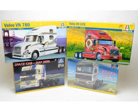 Four boxed Italeri scale model trucks, 1:24 scale, comprising: No. 777, 724, 3818 and 3827.