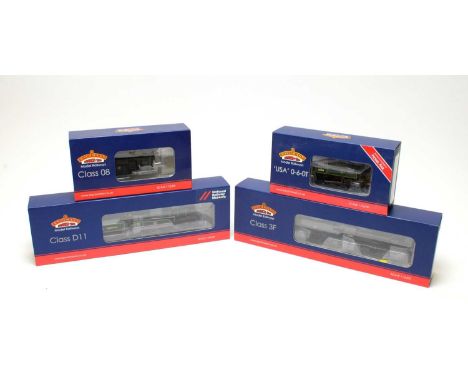 Four Bachmann 00-gauge Branchline Model Railways boxed trains, comprising: 31-626A Class 3F 43257 BR black early emblem, 31-1