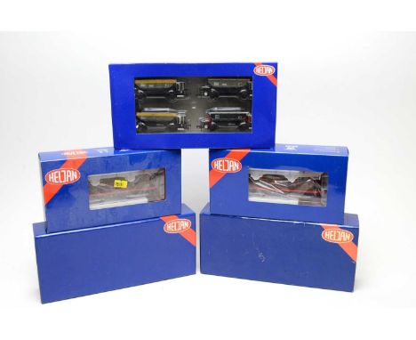 Five Heljan 00-gauge boxed trains and rolling stock, comprising: 9008 Metropolitan, 4098 4 x dogfish wagons, 9008, 17981, and