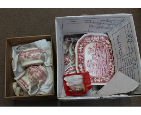 A quantity of Spode 'Pink Tower' dinnerware (seconds).