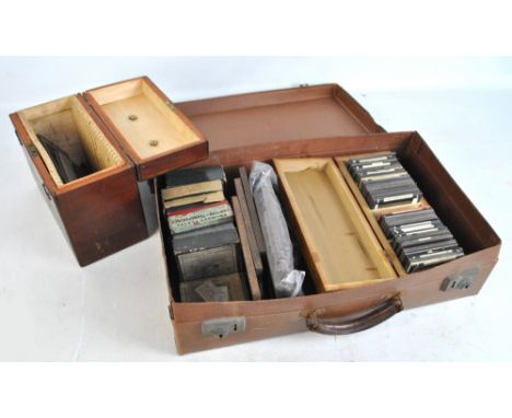 A collection of Magic Lantern slides with some larger examples by Joseph Franks Oculist &amp; Optician Manchester.