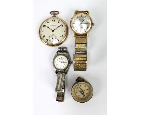 A Rotary stainless steel backed automatic gentleman's wristwatch set with baton numerals and date aperture on expanding brace