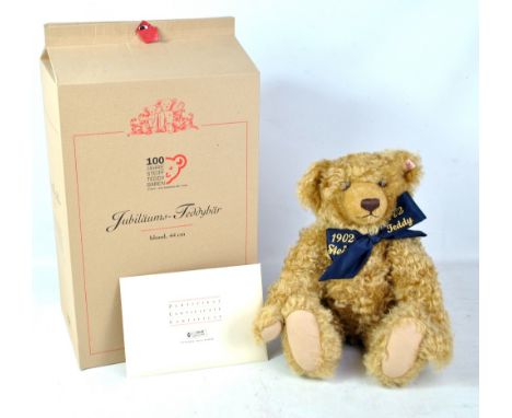 STEIFF; a boxed limited edition Centenary Button in Ear teddy bear no. 16571 with certificate and further paperwork.