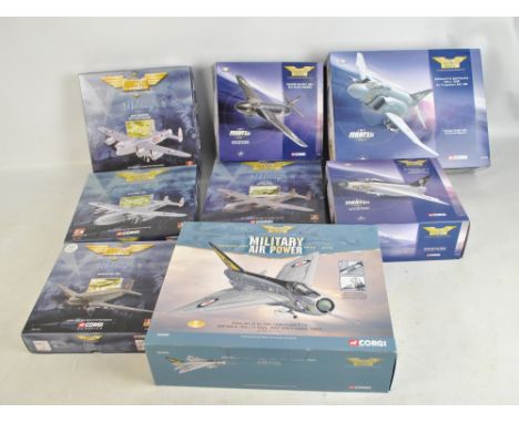 Eight boxed Corgi Aviation Archives Series model aircraft including 47106 Douglas DC3-RAF, 47204 Avro York, AA32305 English E