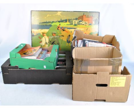 A quantity of golf, cricket and speedway ephemera including a reissued St Andrews poster, programmes and books.