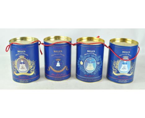 Four bottles of Bell's blended Scotch whisky presented in Wade ceramic royal commemoration decanters, all 75cl 43%, all boxed