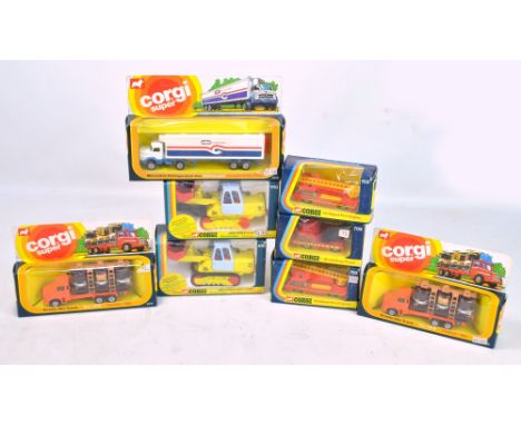 Five boxed Corgi diecast model vehicles to include 1110 '110B Crawler Loader' and 703 'Hi-Speed Fire Engine', also three Corg