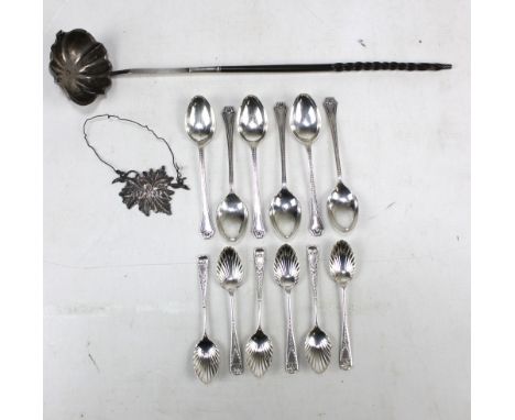 GEORGE MAUDSLEY JACKSON; a set of six Victorian hallmarked silver coffee spoons with shell bowls and engraved stem, London 18