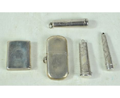 E S BARNSLEY &amp; CO; a George V hallmarked silver engine turned decorated vesta case with detachable cover, Birmingham 1918