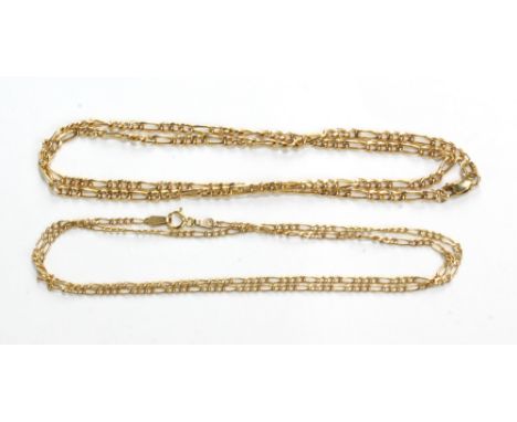 A 9ct yellow gold chain and another yellow metal chain stamped 9kt, combined approx 4.8g.