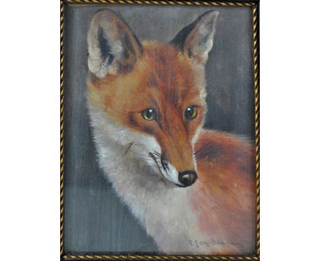 19TH CENTURY GERMAN SCHOOL; oil on panel, study of fox, signed indistinctly to lower right, 23 x 17cm, with inscription to ve