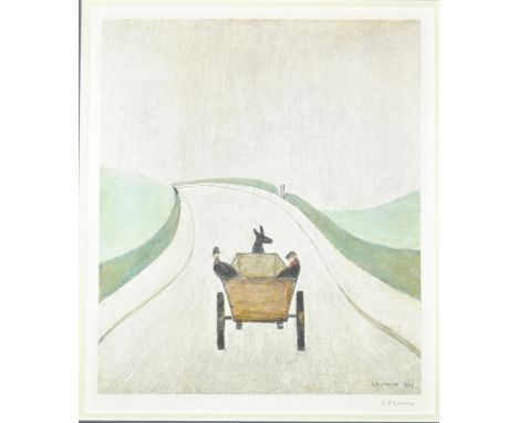 LAURENCE STEPHEN LOWRY RBA RA (1887-1976); a signed limited edition coloured print, 'The Cart', signed lower right bearing bl