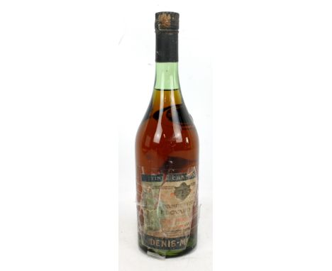 A single bottle of Denis-Mounié Edward VII Grand Reserve Cognac with partial label, sealed.  CONDITION REPORT: Label soiled, 