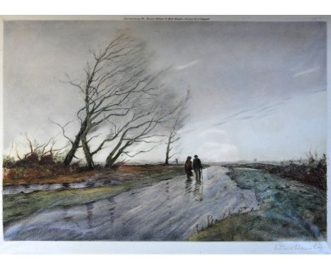William Tatton Winter RBA (1855-1928) - "A Windy Day", etching signed, titled label to verso, signed in margin 32 x 43cm. Goo