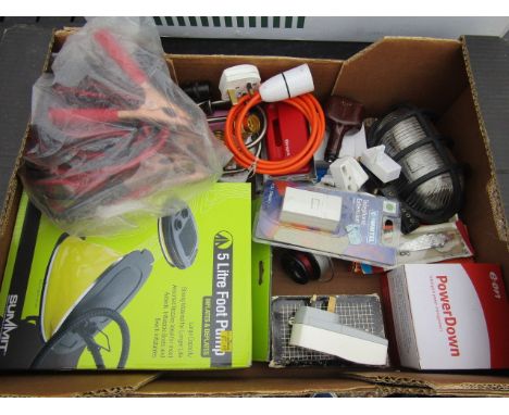 Box of miscellaneous tools/car parts/ elec parts