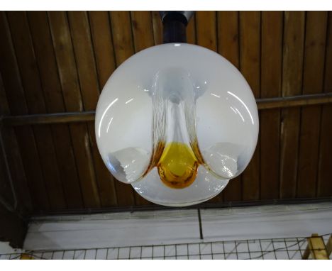 Mezzaga 1960's &lsquo;Honey Glaze&rsquo; Murano ceiling light with original chrome gallery designed by Carlo Nason&nbsp;
