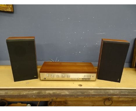 Vintage Goodman's 3000 stereo amplifier (no plug) with Bang &amp; Olufsen BeoVox speakers, leads and booklets&nbsp;
