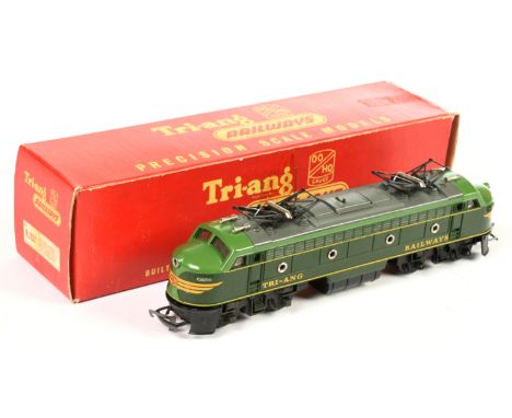 Triang Railways R257 Bo-Bo Double Ended Transcontinental Overhead Electric Loco two tone green with twin pantograph, minor di