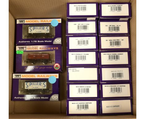 Dapol 00 Gauge group of Goods Wagons consisting of Hopper G Waever, GWR Banana Van, Rugby Cement, NB Gunpowder wagon, United 