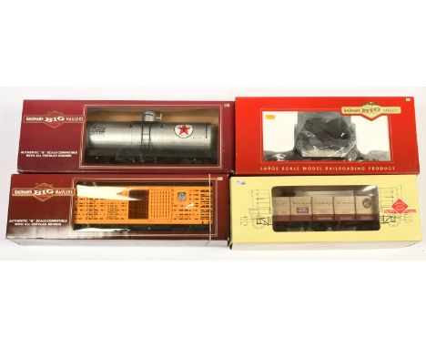 Bachmann / Aristocraft G Gauge group of American outline Freight cars consisting of 98101 Union Pacific Stock car, Texace Bog