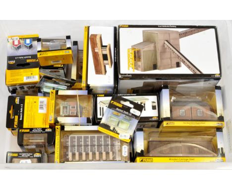 Bachmann Scenecraft N Gauge buildings consisting of 42-197Coal Distribution building, 42-254 Low Relief Power Signal box, 42-