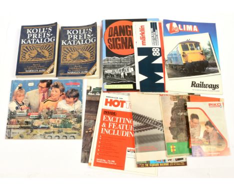 English and Continental Outline Model Catalogues and Railway Books to include Lima 1985/86, Mainline Railways 1983, Piko, 5 x