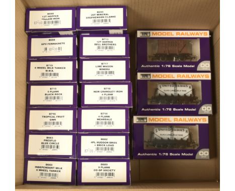 Dapol 00 Gauge group of Goods Wagons consisting of Hopper Millom Iron, 4 plank Weardale, New Cransley Iron, Lime Wagon Minera