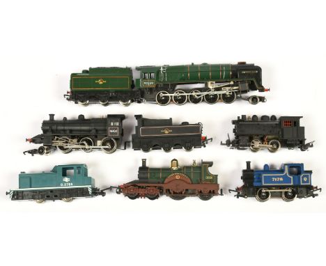 Hornby, Lima OO group of unboxed locomotives. To include 2-10-0 BR Green 92220 "Evening Star"; 2-6-0 BR Black 46400 loco & te