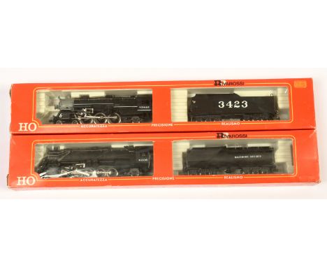 Rivarossi HO Scale Pair of American Steam outline Locomotives consisting of Ref 1255 2-10-2 Loco and Tender Baltimore and Ohi