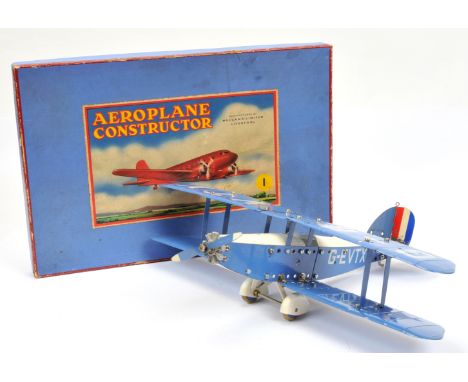 Meccano Aeroplane Constructor Outfit No.1 Circa 1938. G-EVTX has been built as a biplane in Blue &amp; White components, come