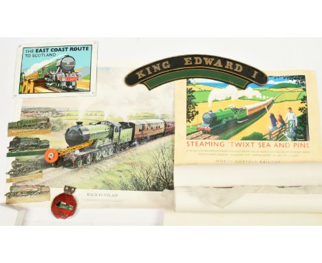 Railway and associated items consisting of Prints, First Day Covers, reproduction nameplates consisting of 2 albums of transp