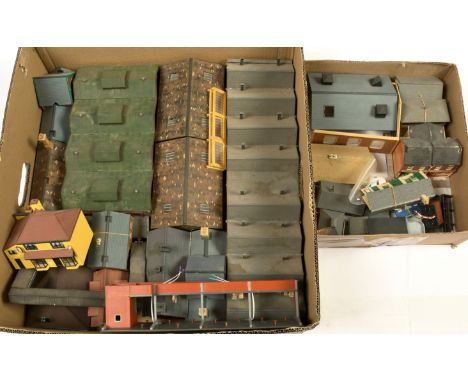 Hornby, Peco &amp; others, group of plastic trackside buildings. To include station buildings, engine sheds, domestic &amp; c