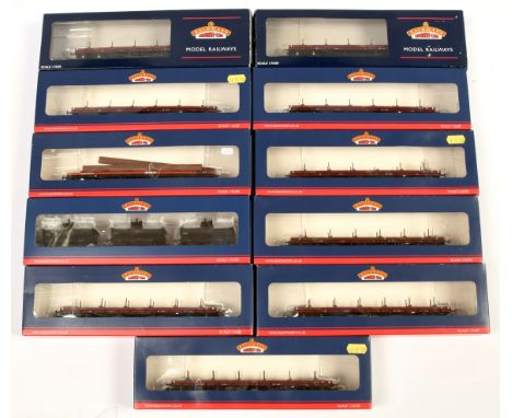 Bachmann 00 Gauge group of Good wagons consisting of 38-152 EWS BDA Bogie Bolster wagons *6, 38-152 BDA Railfreight Bogie Bol