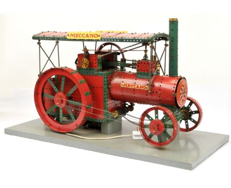 Meccano Late 1940's Traction Engine. Binns Road Factory built shop window display model, using Red, Green & Brass components,
