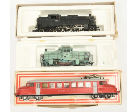 Kleinbahn &amp; ROCO 3x boxed European Loco's. Comprising Kleinbahn 0481 Overhead Electric Railcar SBB - CFF 605 Red &amp; Si