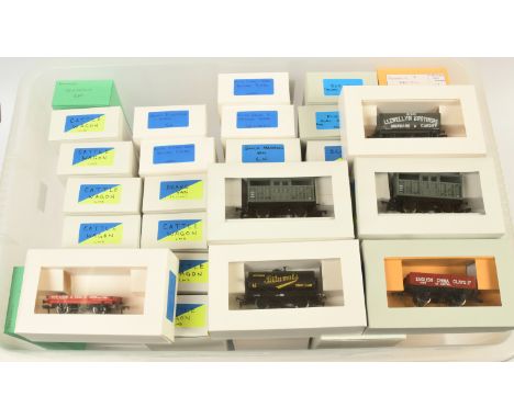 Bachmann 00 Gauge group of Goods wagons consisting of BR Brake Van *3, LMS Cattle truck *9, GW vent van *2, GWR Fruit Van, Bi