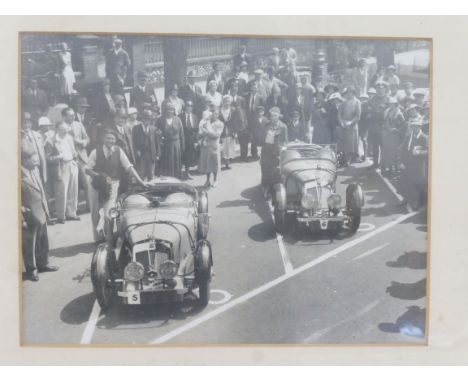 A framed and glazed photograph of a pair of 1935 Vale Specials built by the Vale Engineering Company, a copy of this image is