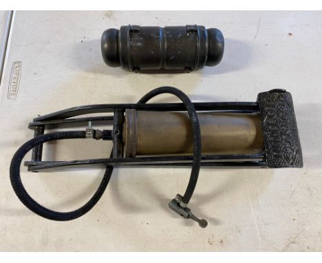 A Dunlop Standard foot pump, restored and a Lucas bulb holder.