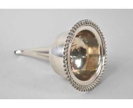 A Silver Plated Wine Funnel with Filter, 15cms Long 