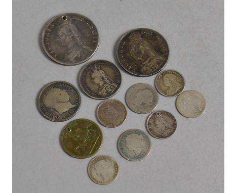 A Collection of Silver Victorian Coinage to Comprise Drilled Crown, Threepenny etc Together with a George III 1817 Silver Coi