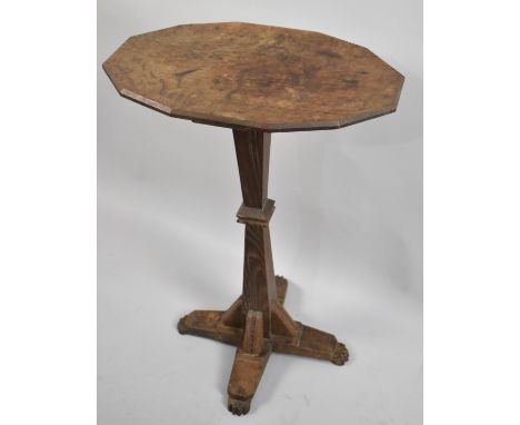 A Late 19th/Early 20th Century Oak Gothic Revival Oval Topped Side Table with Architectural Support and Claw Feet 