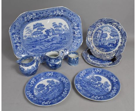 A Collection of Various Blue and White to comprise Spode Platter, Plates, Jug, Fallow Deer Jug by Wedgwood Etc 